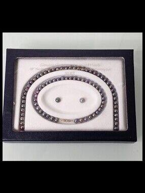 JCM 10K Yellow Gold Genuine Peacock Freshwater Cultured Pearl 3-Piece Set NWT